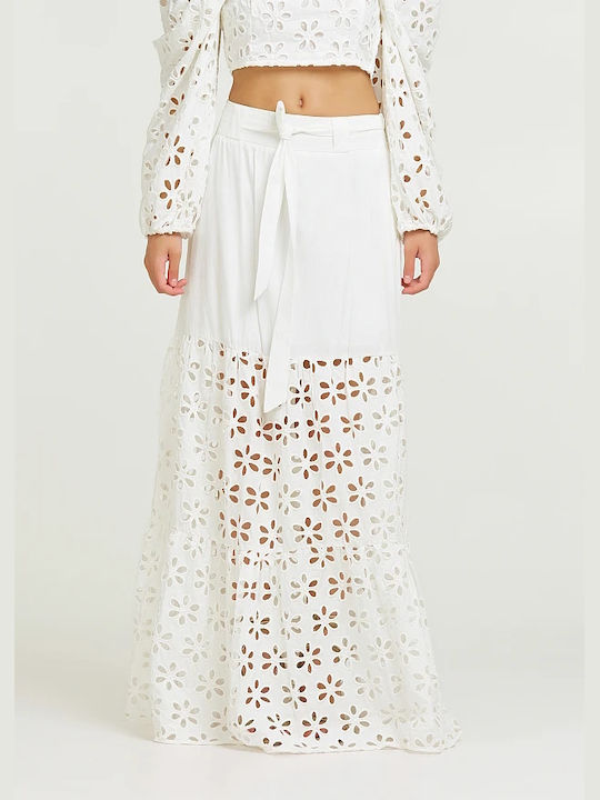 Lynne High Waist Maxi Skirt in White color