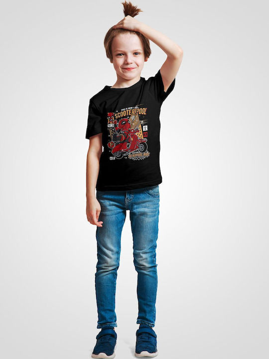 Pop Culture Kids T-shirt Black Deadpool Scooter