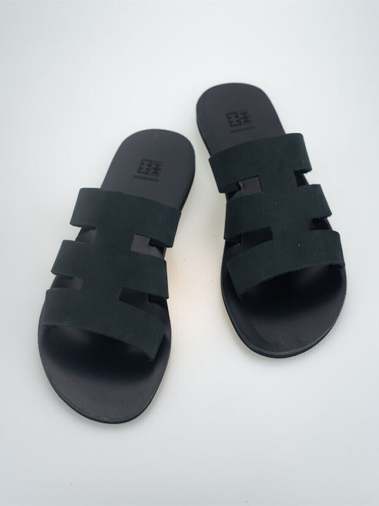 XX Leather Woen's Flat Sandals in Black Color