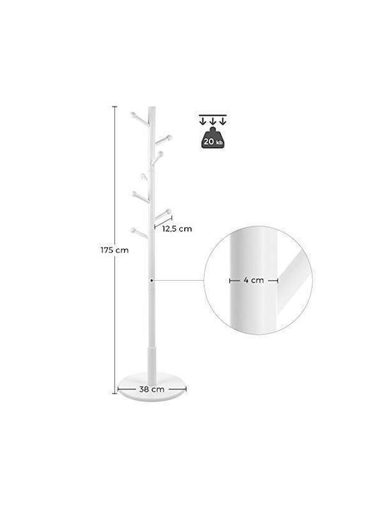 Songmics Freistehender Kleiderständer Hölzernes Weiß 165cm