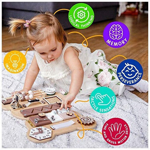 Placă senzorială Zola pentru dezvoltarea motricității fine Montessori Ursuleț de pluș 28 x 40cm