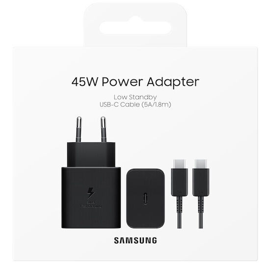 Samsung Charger with USB-C Port and Cable USB-C - USB-C 45W Power Delivery Blacks (EP-T4511X)