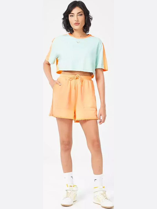 Γυναικείο Αθλητικό Crop T-shirt Surf Spray Marl & Orange Chiffon Marl