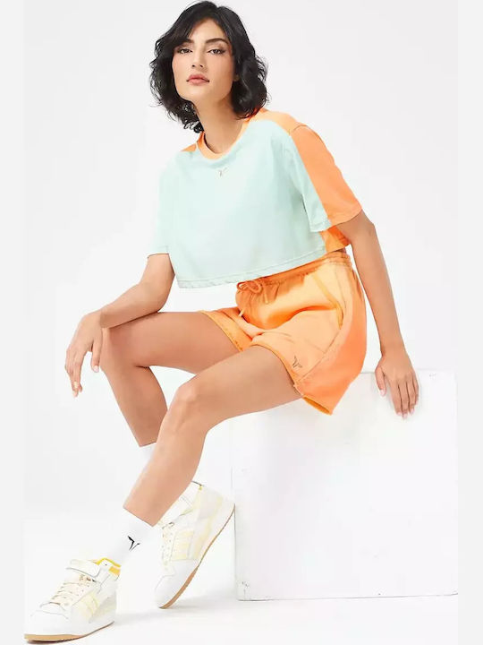Γυναικείο Αθλητικό Crop T-shirt Surf Spray Marl & Orange Chiffon Marl