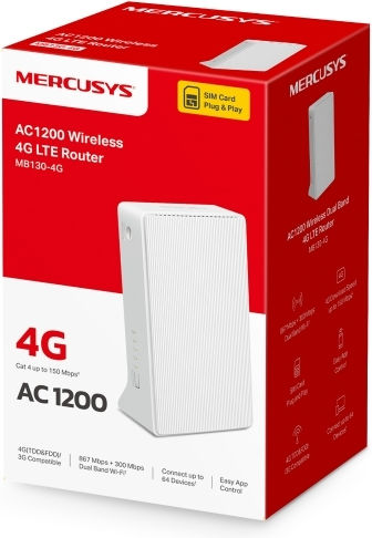 Mercusys MB130-4G v1 Ασύρματο 4G Router Wi‑Fi 5 με 2 Θύρες