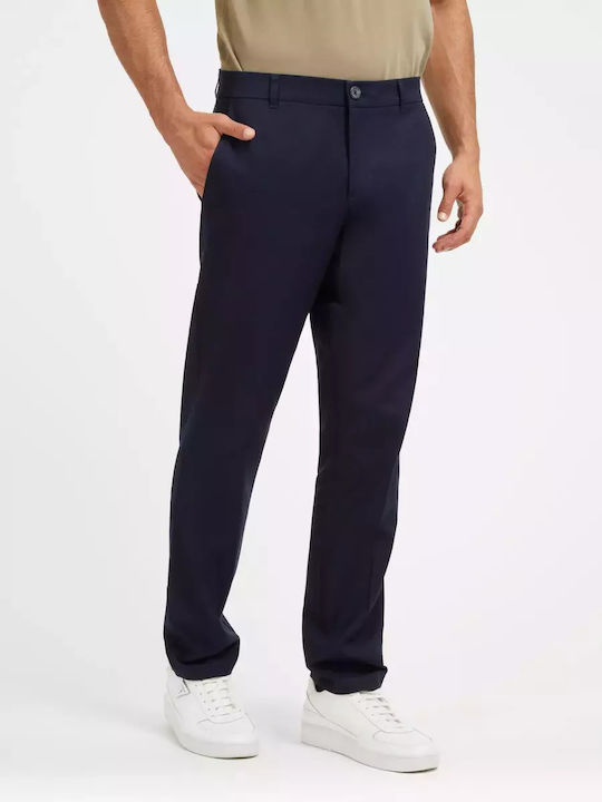 Guess Pantalon Bărbătesc Chino Elastice cu Croială Foarte Strâmtă Albastru