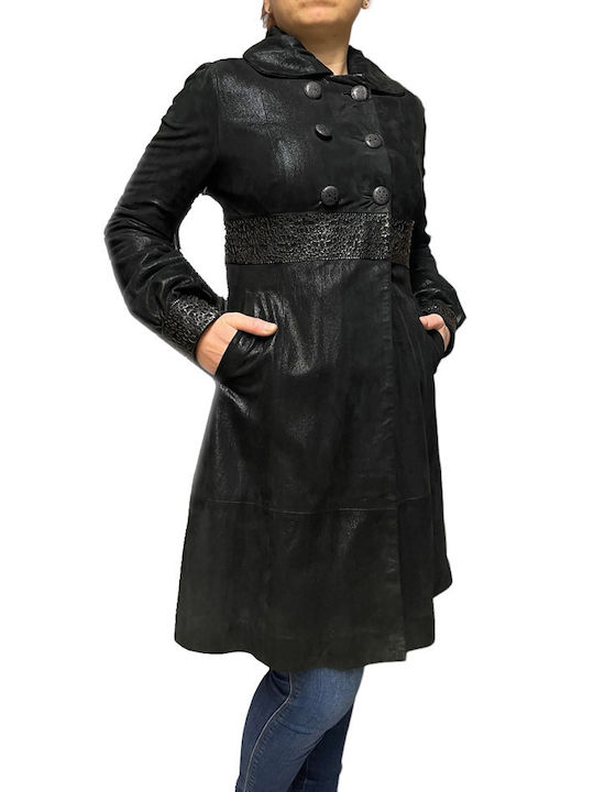 MARKOS LEATHER Women's Short Lifestyle Leather Jacket for Winter Black