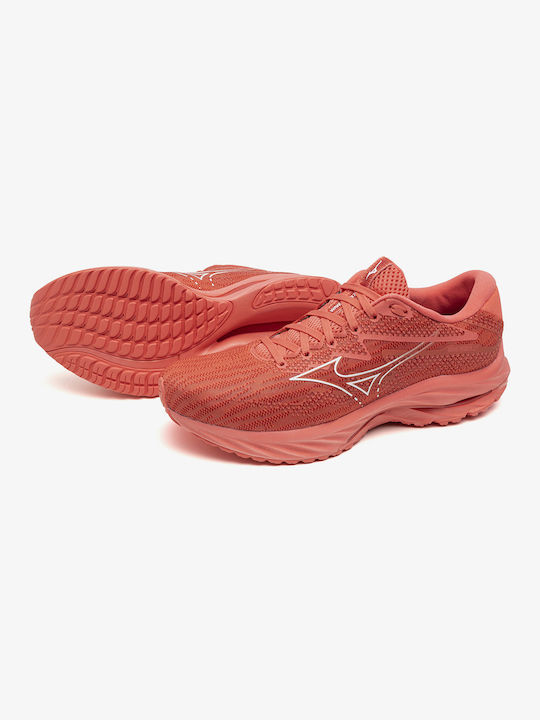 Mizuno Wave Rider 27 Ανδρικά Αθλητικά Παπούτσια Running Dubarry / White / Cranberry