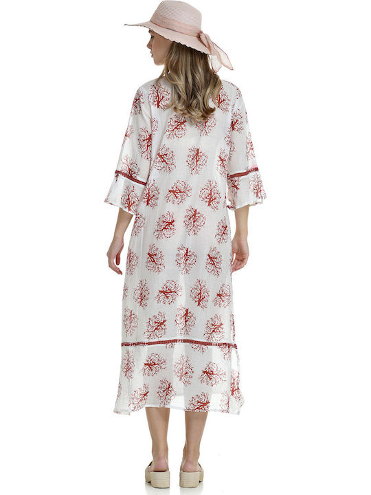 MiandMi Damen Maxi Kaftan Strand Rot