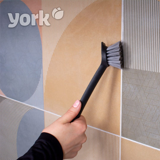 York Plastic Cleaning Brush with Handle Gray