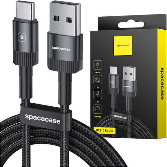 Spacecase Cablu USB 2.0 USB-C Masculin - USB-A Negru 1m 121275