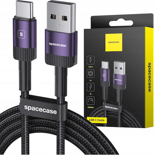 Spacecase USB 2.0 Кабел USB-C Мъжки - USB-A Лилав 1м 121276