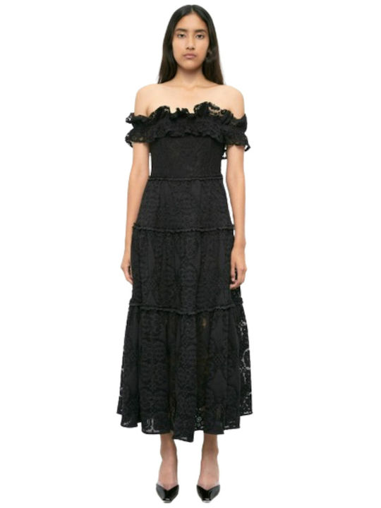 Meimeij Maxi Dress with Ruffle Black