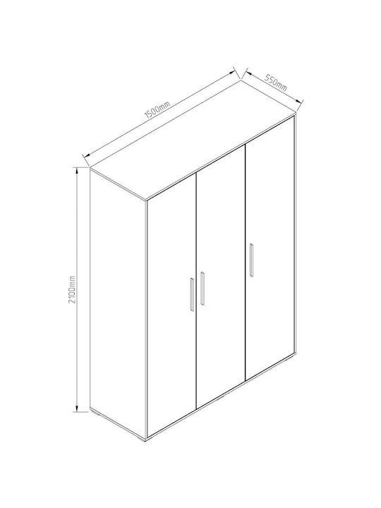 Ușă triplă Dulap Alb 149.8x55.3x210cm
