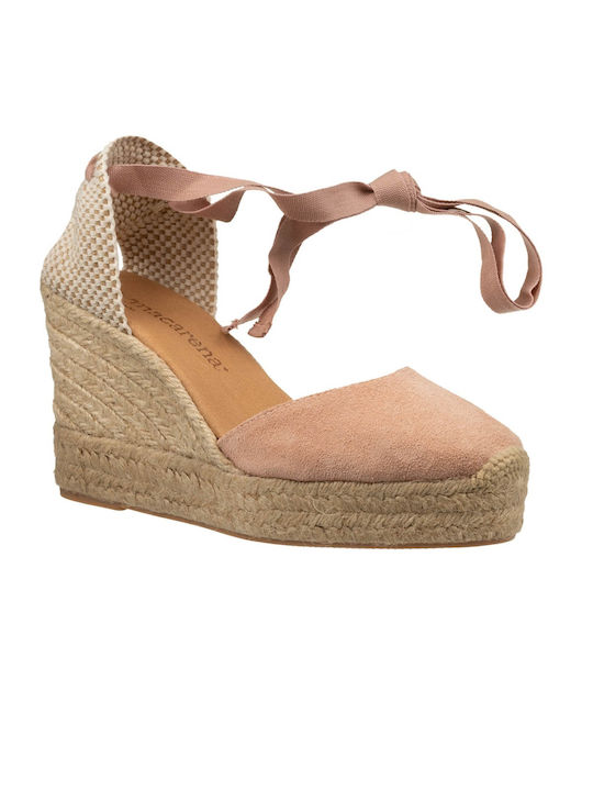 Macarena Women's Leather Platform Espadrilles Pink