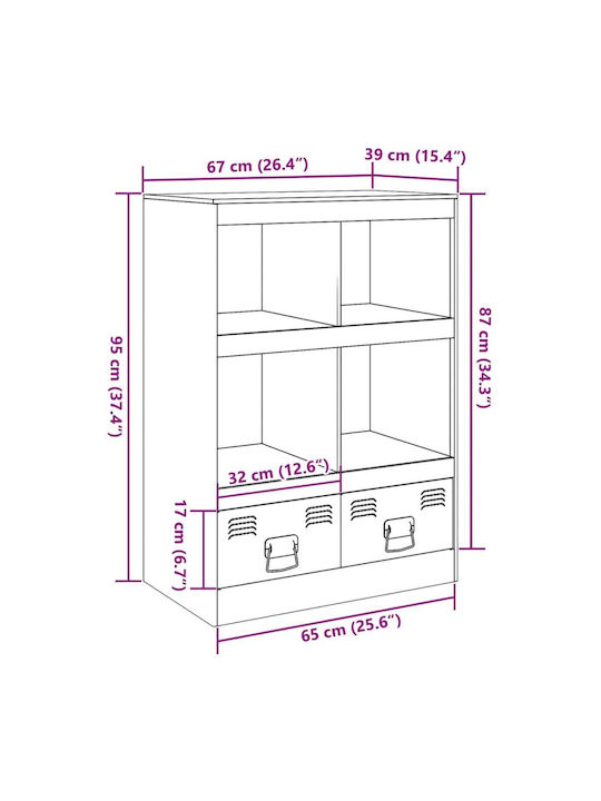 Bookcase Mustard 67x39x95cm