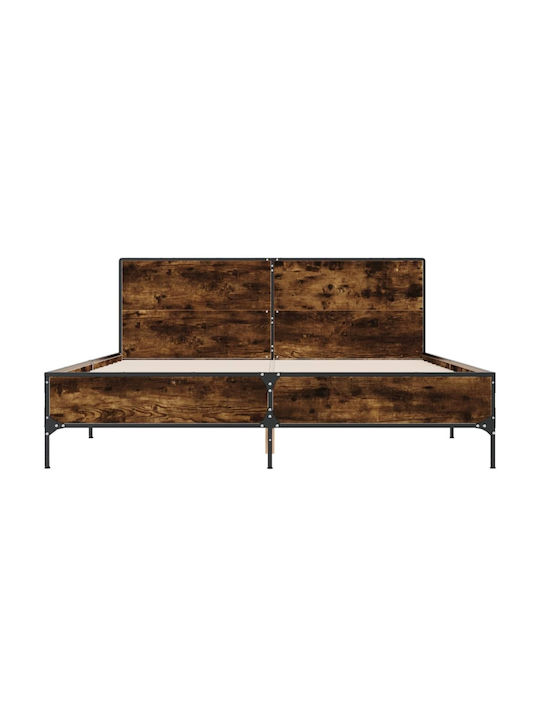 Doppelbett Aus Holz Braun Mit Lattenrost Für Matratze 150x200cm
