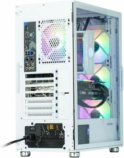 Zalman i3 Neo Геймърско бюро Midi Tower Компютърна кутия със страничен прозорец и RGB осветление Бял