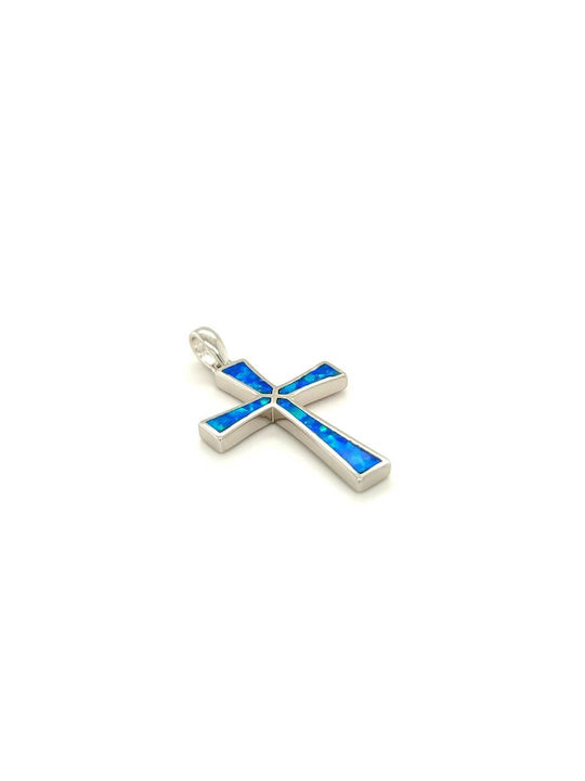 Pendant, silver (925°), Cross with artificial opal