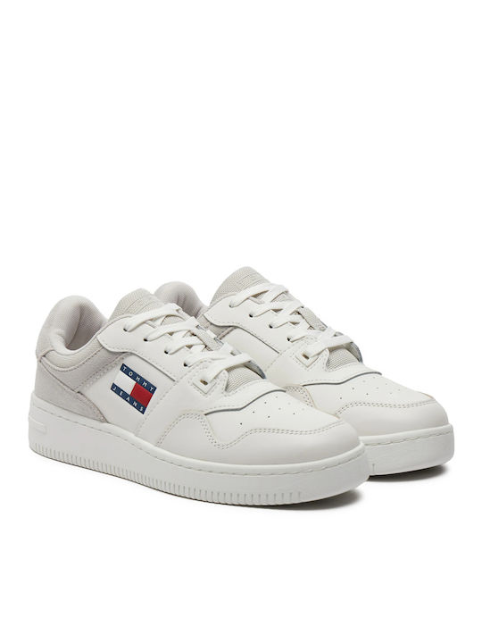 Tommy Hilfiger Retro Basket Mix Γυναικεία Sneakers Λευκά