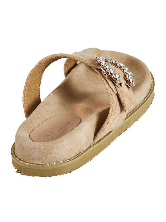 Flache Sandalen für Damen in Beige Farbe