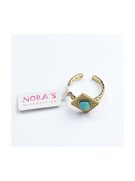 Nora's Accessories Damen Ring aus Stahl Vergoldeter