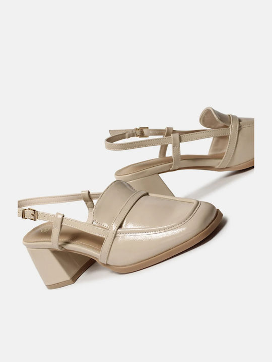 Pumps mit Riemchen Beige