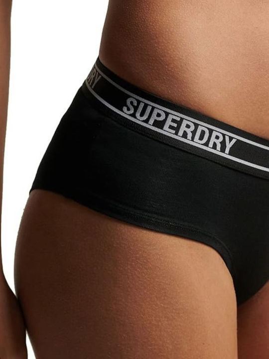 Superdry Hipster Baumwolle Damen Slip Schwarz