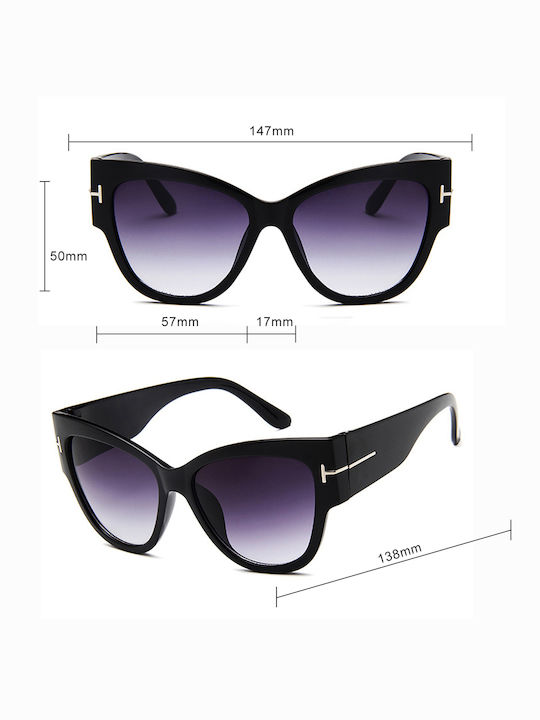 Techsuit Sunglasses 9778 Women Pc Frame Lens Cat Eye Black Leopard Brown