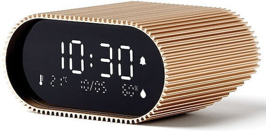 Lexon Ray Clock Tischuhr Digital LCD Metallisch mit Wecker Gold LR155VG3