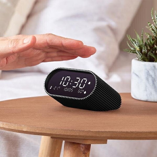 Lexon Ray Clock Tabletop Digital Clock LCD Metal With Alarm Clock Black LR155MN3