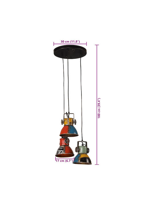 vidaXL Pendant Light Multicolour for 25 Bulbs E27 30x30x100cm