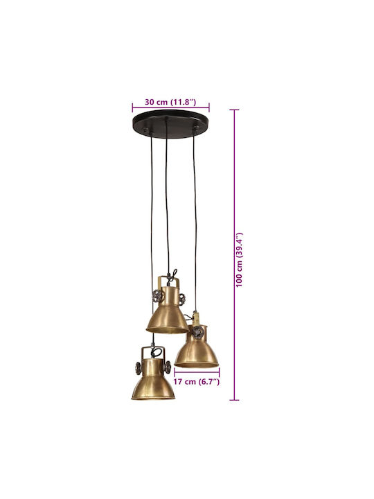 vidaXL Pendant Light Bronze with Socket E27 30x30x100cm