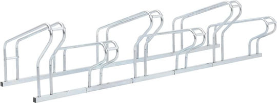 Bicycle Stand for 6 Bicycles Floor-Mounted Galvanized Steel Silver 4005577