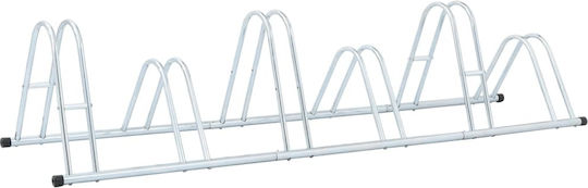 vidaXL Bicycle Stand for 6 Bicycles Floor-Mounted Galvanized Steel Silver