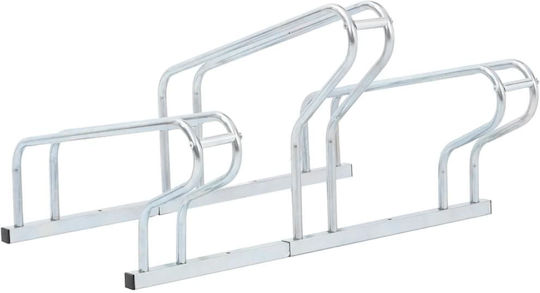 vidaXL 3-Bike Floor Stand Galvanized Steel Silver