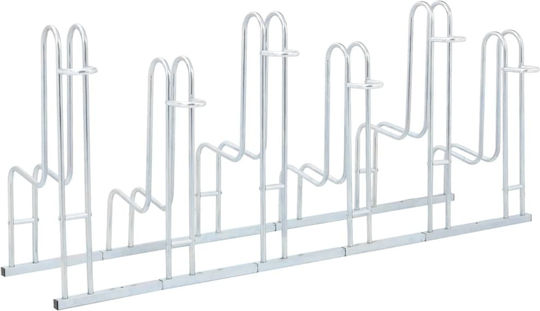 Bicycle Parking Stand 6 Bicycles Floor Galvanized Steel Silver 4005572