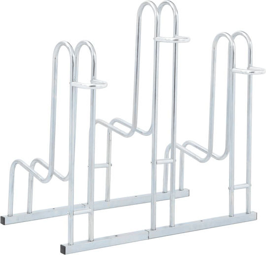 Bicycle Stand for 3 Bikes Floor-Mounted Galvanized Steel 4005569 Silver