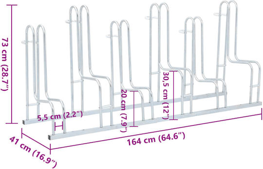 Bicycle Parking Stand 6 Bicycles Floor Galvanized Steel Silver 4005572