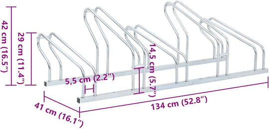 Bicycle Stand for 5 Bicycles Floor-Mounted Galvanized Steel 4005576 Silver