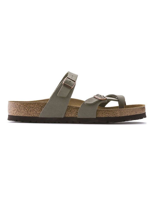 Birkenstock Δερμάτινα Γυναικεία Σανδάλια Ανατομικά σε Μπεζ Χρώμα