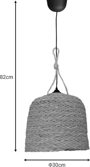 Inart Lamper Pendant Light Beige Boho with Socket E27 30x30x82cm