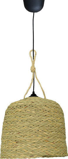 Inart Lamper Pendant Light Beige Boho with Socket E27 30x30x82cm