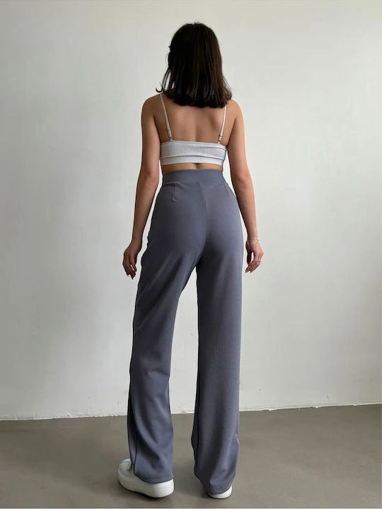 Collection Women's High-waisted Fabric Trousers in Regular Fit Grey