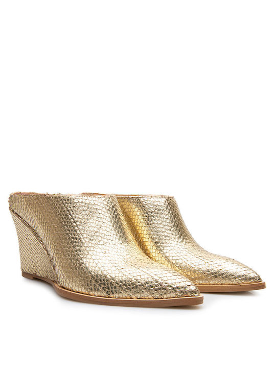 Glamazons Mules mit Absatz in Gold Farbe