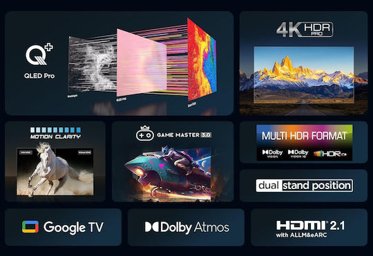 TCL Smart Τηλεόραση 55" 4K UHD QLED T7B HDR (2024) 55T7B