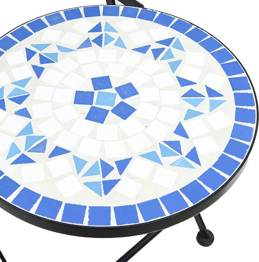 vidaXL Garten- und Outdoor-Möbelsets Typsatz Wohnzimmer für kleine Außenbereiche 3 Stück Blau/Weiß