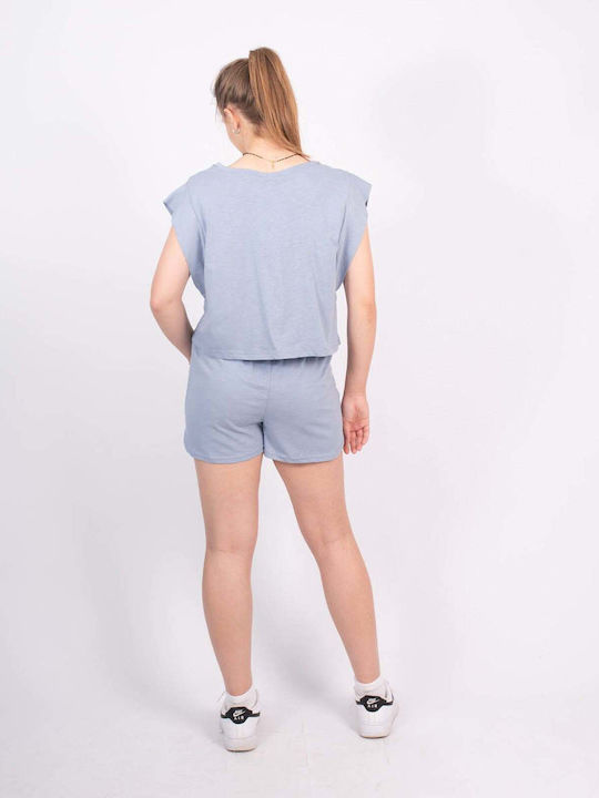 Set Crop Top Șorturi Roșu Cărămiziu