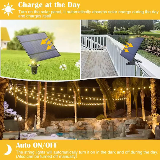 Suspendata Lampă Solară Ghirlande 2W cu Alb Cald Lumină IP65
