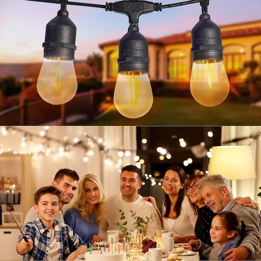 Suspendata Lampă Solară Ghirlande 2W cu Alb Cald Lumină IP65